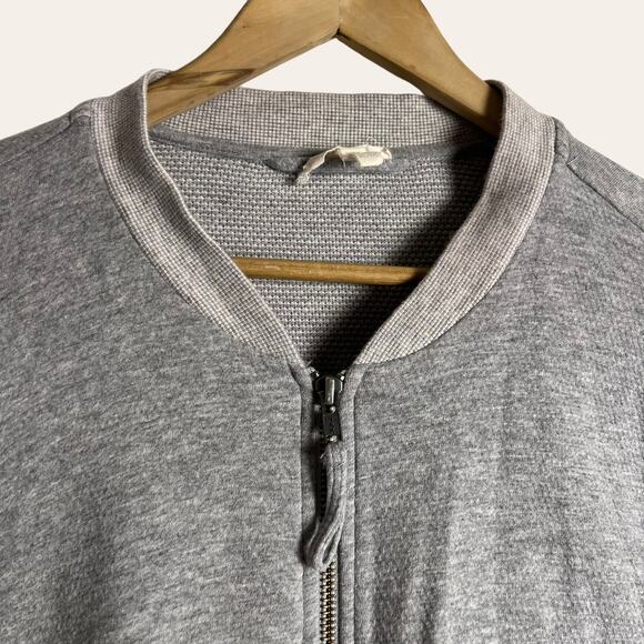 Eileen Fisher Gray Organic Cotton Knit 2-way Zip Bomber Jacket XL - Picture 3 of 11
